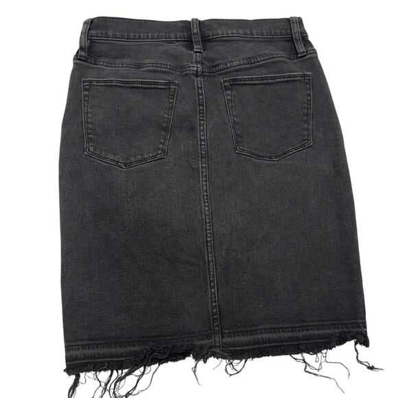 J.Crew Skirt Womens 26 Black Denim Raw‎ Hem Pencil Mini Cotton - Picture 3 of 8